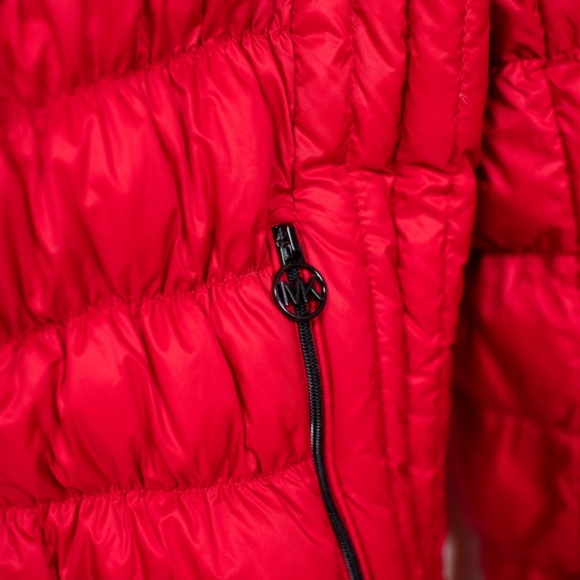 Michael Michael Kors Red Hooded Packable Down Puffer Coat - Picture 4 of 6